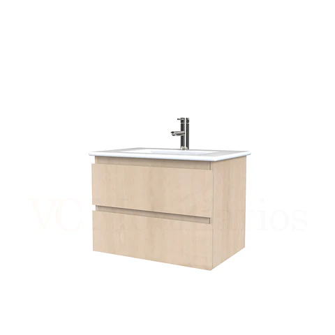Mueble vanitorio aereo con cubierta de loza de 60 cm  /  M3-601-A / Rustico