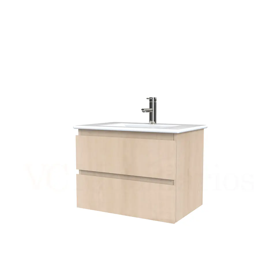 Mueble vanitorio aereo con cubierta de loza de 60 cm  /  M3-601-A / Rustico 1
