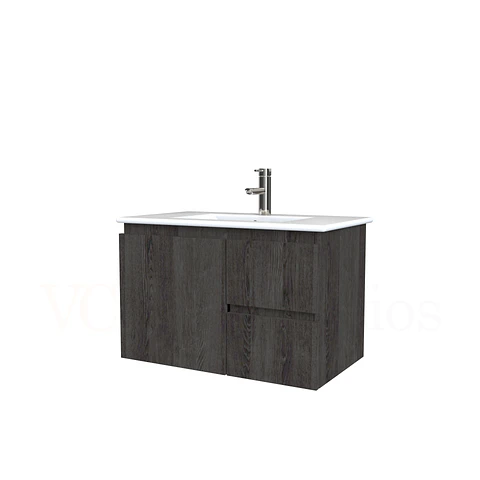 Mueble vanitorio aereo con cubierta de loza de 70 cm  /  M2-701-A / Espresso