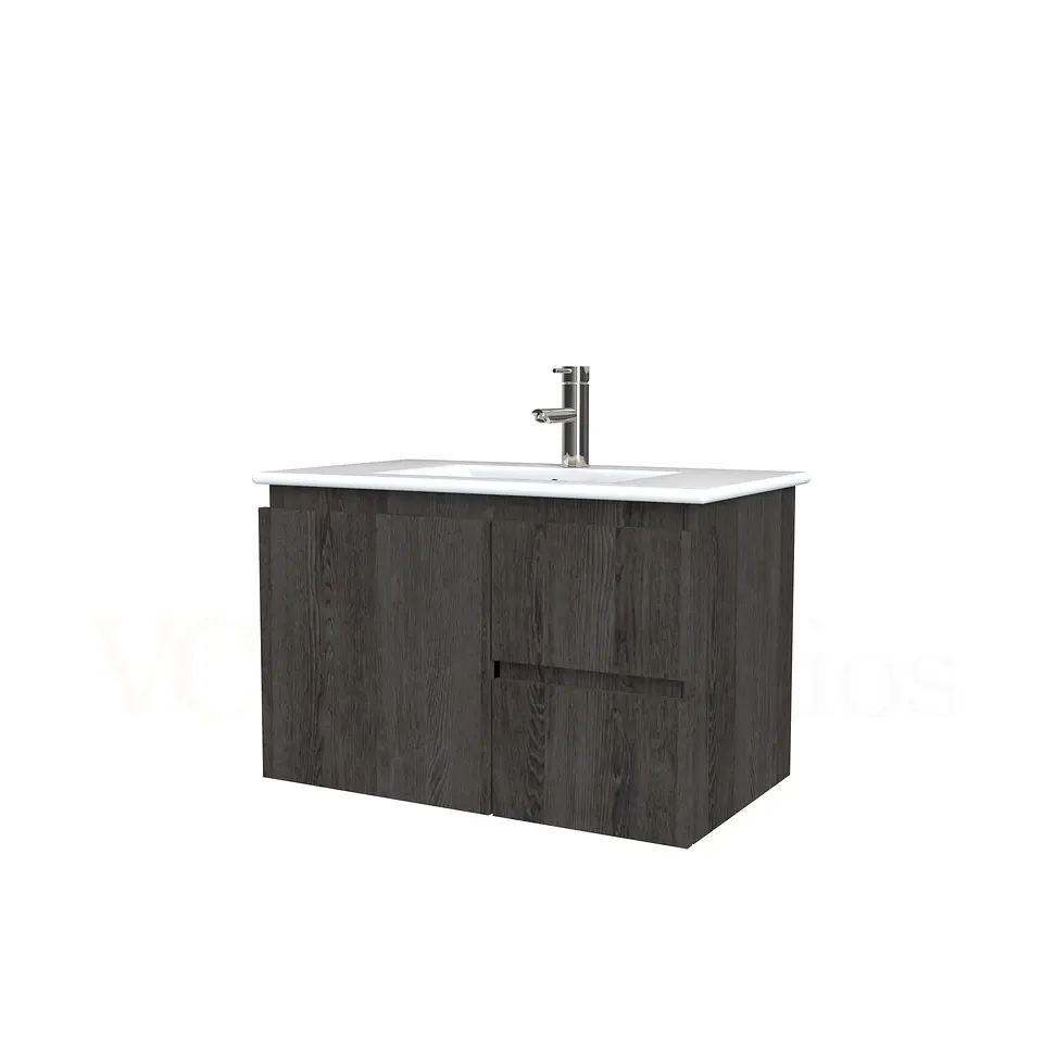 Mueble vanitorio aereo con cubierta de loza de 70 cm  /  M2-701-A / Espresso 1