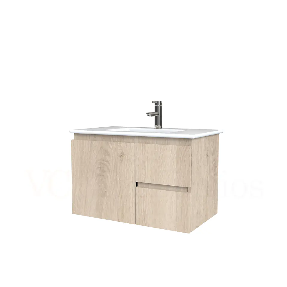 Mueble vanitorio aereo con cubierta de loza de 70 cm  /  M2-701-A / Jerez 1