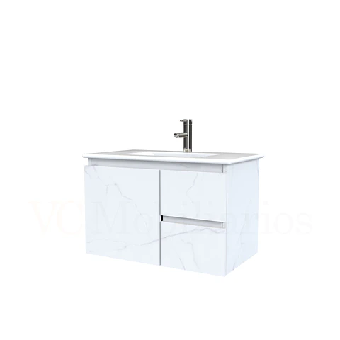 Mueble vanitorio aereo con cubierta de loza de 70 cm  /  M2-701-A / Marmara