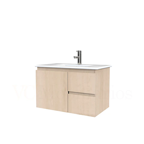 Mueble vanitorio aereo con cubierta de loza de 70 cm  /  M2-701-A / Rustico