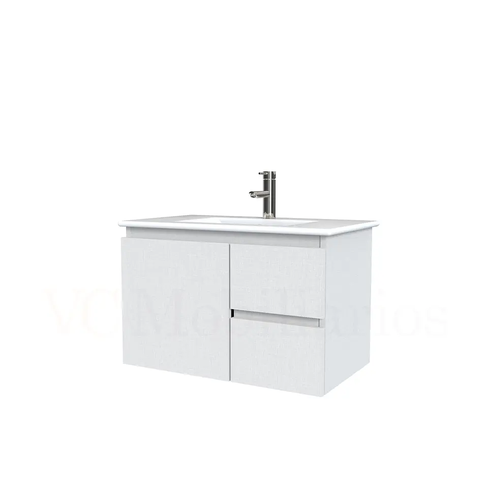 Mueble vanitorio aereo con cubierta de loza de 70 cm  /  M2-701-A / Giorno 1