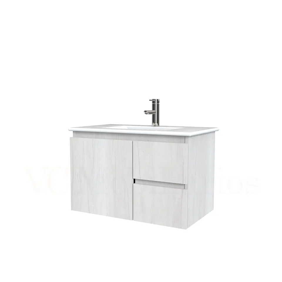 Mueble vanitorio aereo con cubierta de loza de 70 cm  /  M2-701-A / Toscana 1