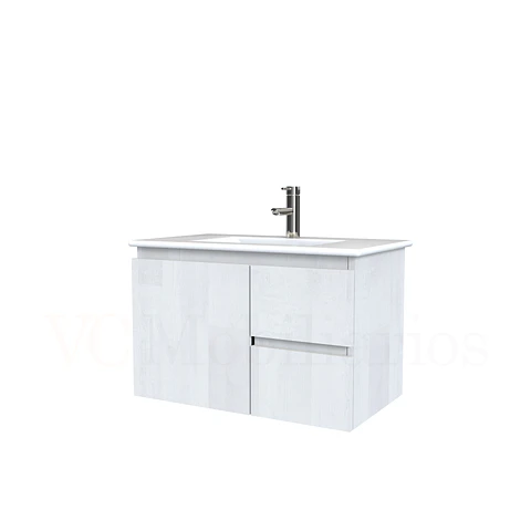Mueble vanitorio aereo con cubierta de loza de 70 cm  /  M2-701-A / Legno