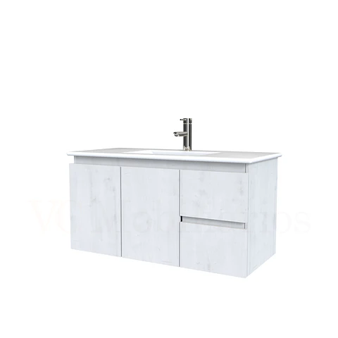 Mueble vanitorio aereo con cubierta de loza de 90 cm  /  M2-901-A / Alaska