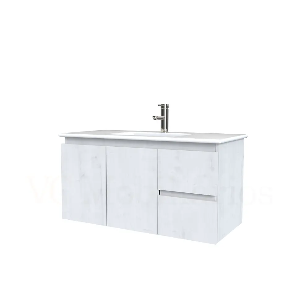 Mueble vanitorio aereo con cubierta de loza de 90 cm  /  M2-901-A / Alaska 1
