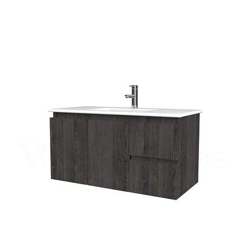 Mueble vanitorio aereo con cubierta de loza de 90 cm  /  M2-901-A / Espresso