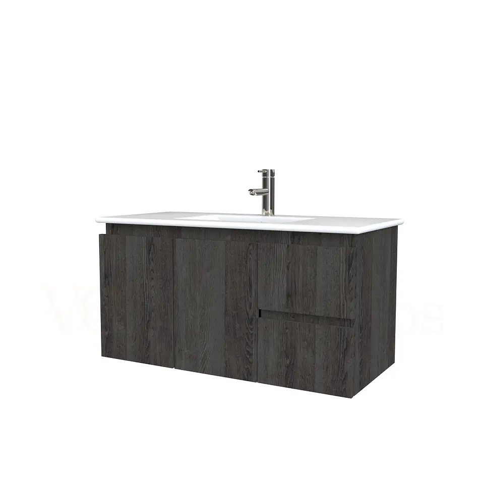 Mueble vanitorio aereo con cubierta de loza de 90 cm  /  M2-901-A / Espresso 1