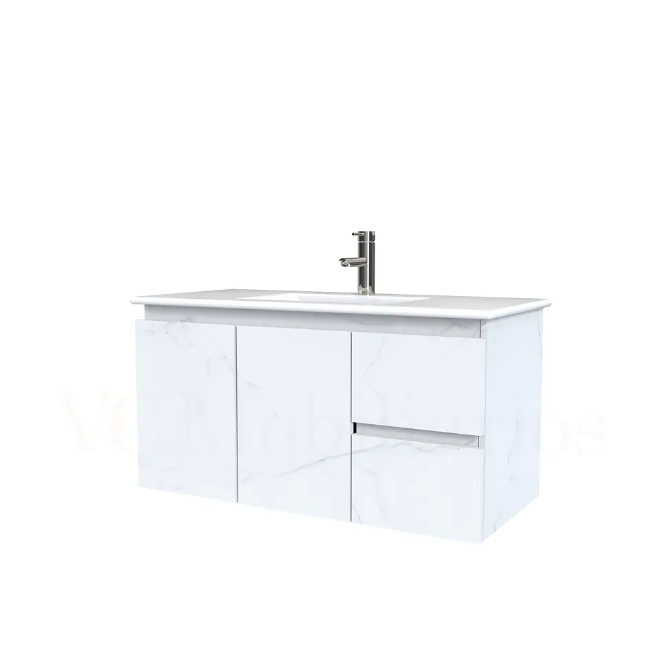 Mueble vanitorio aereo con cubierta de loza de 90 cm  /  M2-901-A / Marmara 1