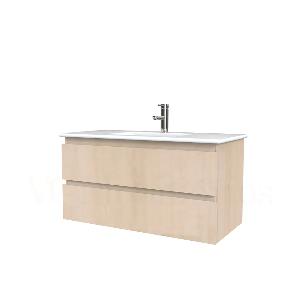 Mueble vanitorio aereo con cubierta de loza de 90 cm  /  M3-901-A / Rustico 1