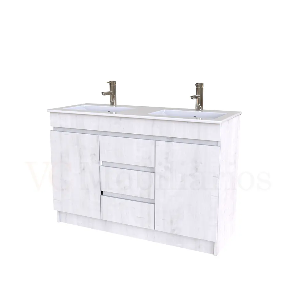 Mueble vanitorio doble al piso de 120 cm con cubierta de loza / M2-1201-D / Alaska 1