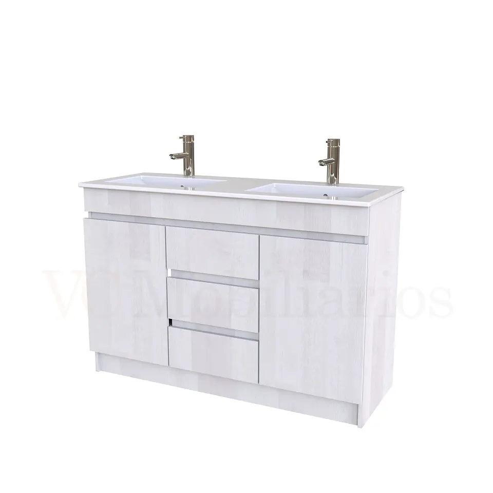 Mueble vanitorio doble al piso de 120 cm con cubierta de loza / M2-1201-D / Legno 1