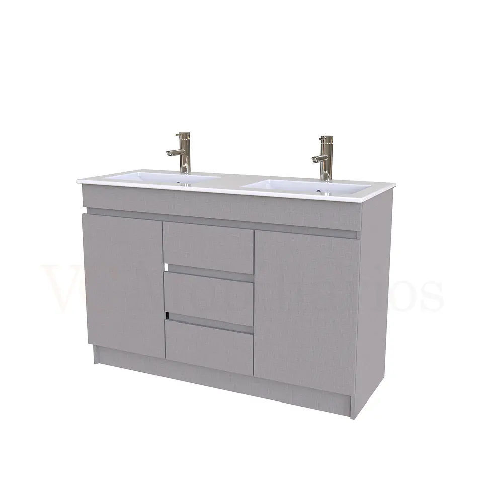 Mueble vanitorio doble al piso de 120 cm con cubierta de loza / M2-1201-D / Notte 1