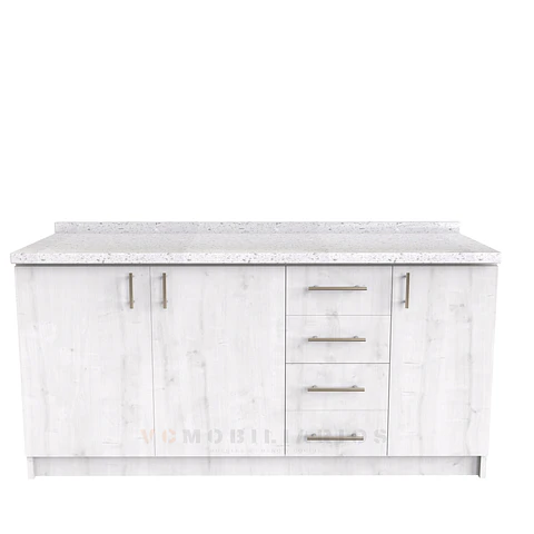 Mueble tipo mesón M1-1600-MTM de 160 cm / Alaska / Cuarzo Blanco galaxys