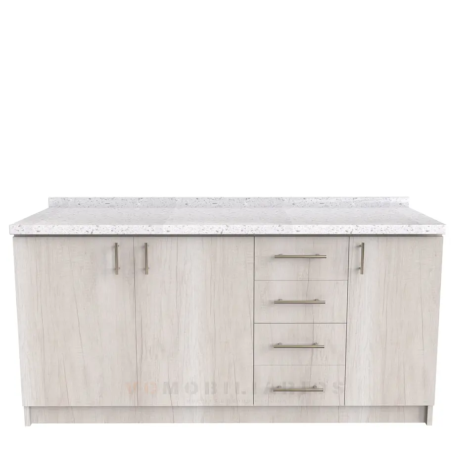 Mueble tipo mesón M1-1600-MTM de 160 cm / Toscana / Cuarzo Blanco galaxys 1