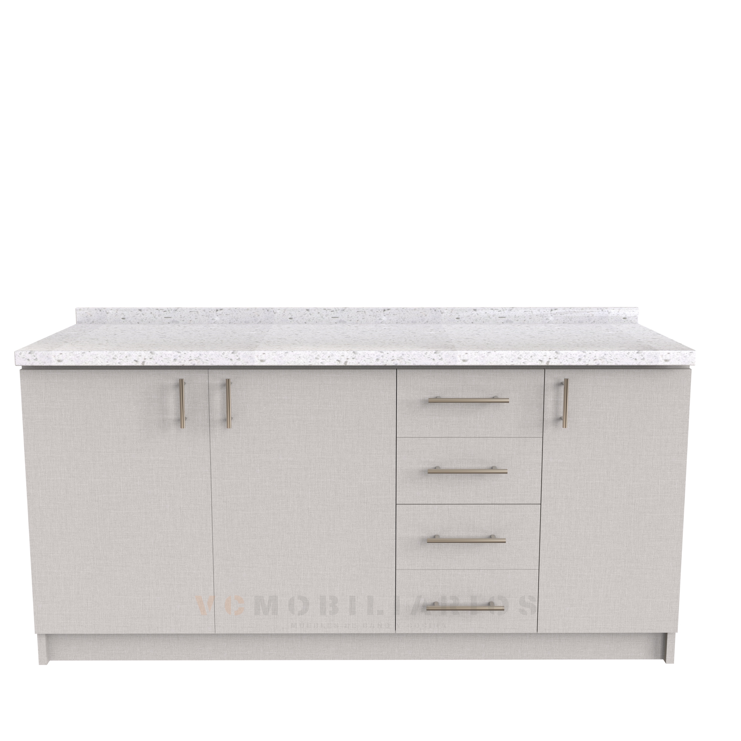 Mueble tipo mesón M1-1600-MTM de 160 cm / Giorno / Cuarzo Blanco galaxys