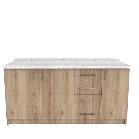 Mueble tipo mesón M1-1600-MTM de 160 cm / Cava / Cuarzo Blanco galaxys