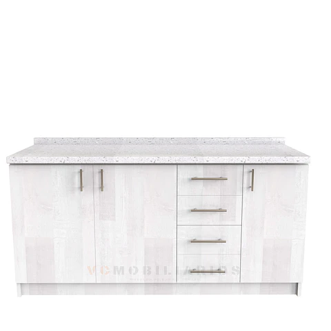 Mueble tipo mesón M1-1600-MTM de 160 cm / Legno / Cuarzo Blanco galaxys