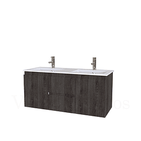 Mueble vanitorio Doble Aéreo  de 120 cm con cubierta de loza  /  M2-1221 -DA / Espresso