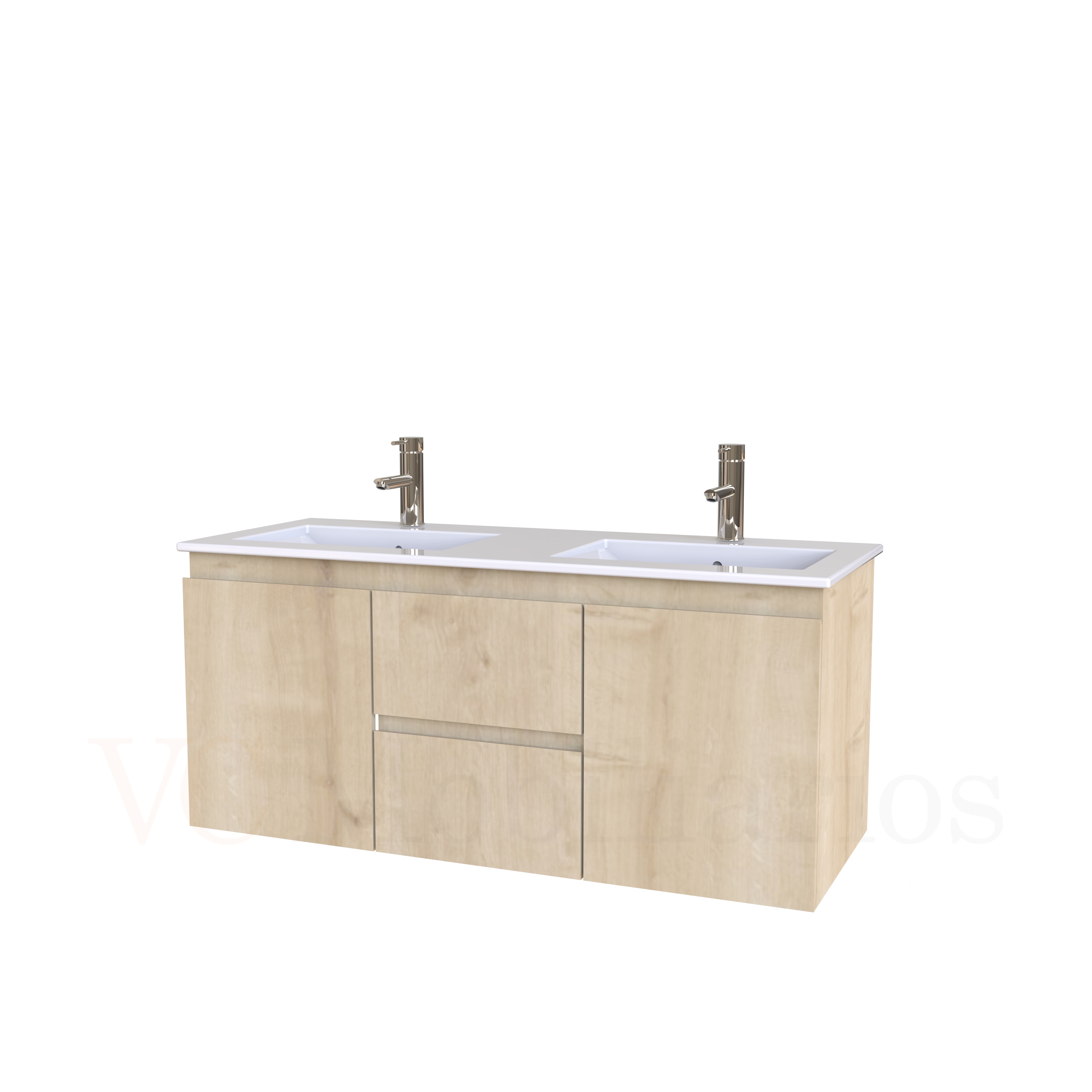 Mueble vanitorio Doble Aéreo  de 120 cm con cubierta de loza  /  M2-1221 -DA / Rustico