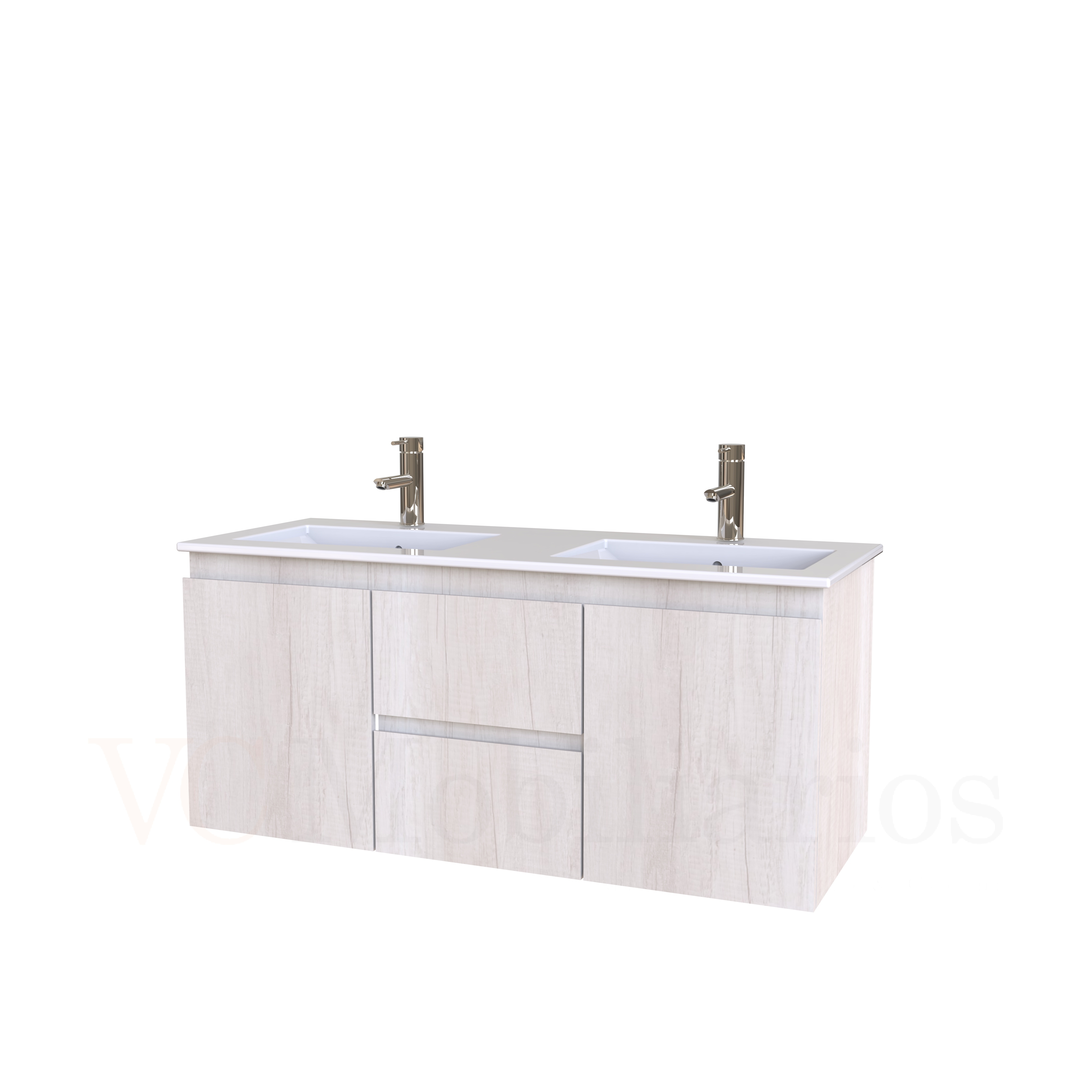 Mueble vanitorio Doble Aéreo  de 120 cm con cubierta de loza  /  M2-1221 -DA / Toscana