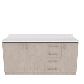 Mueble tipo mesón M1-1600-MTM de 160 cm / Provenzal / Cuarzo Blanco absoluto