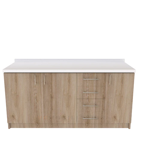 Mueble tipo mesón M1-1600-MTM de 160 cm / Cava / Cuarzo Blanco absoluto