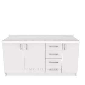 Mueble tipo mesón M1-1600-MTM de 160 cm / Blanco / Cuarzo Blanco absoluto