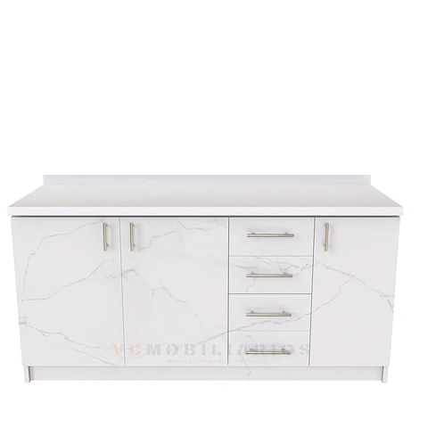 Mueble tipo mesón M1-1600-MTM de 160 cm / Marmara / Cuarzo Blanco absoluto