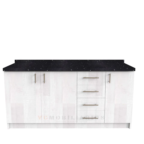 Mueble tipo mesón M1-1600-MTM de 160 cm / legno / Cuarzo Negro galaxys