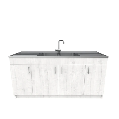 Mueble lavaplatos Doble con cubierta de acero inox de M0-1800 de 180 cm / Alaska