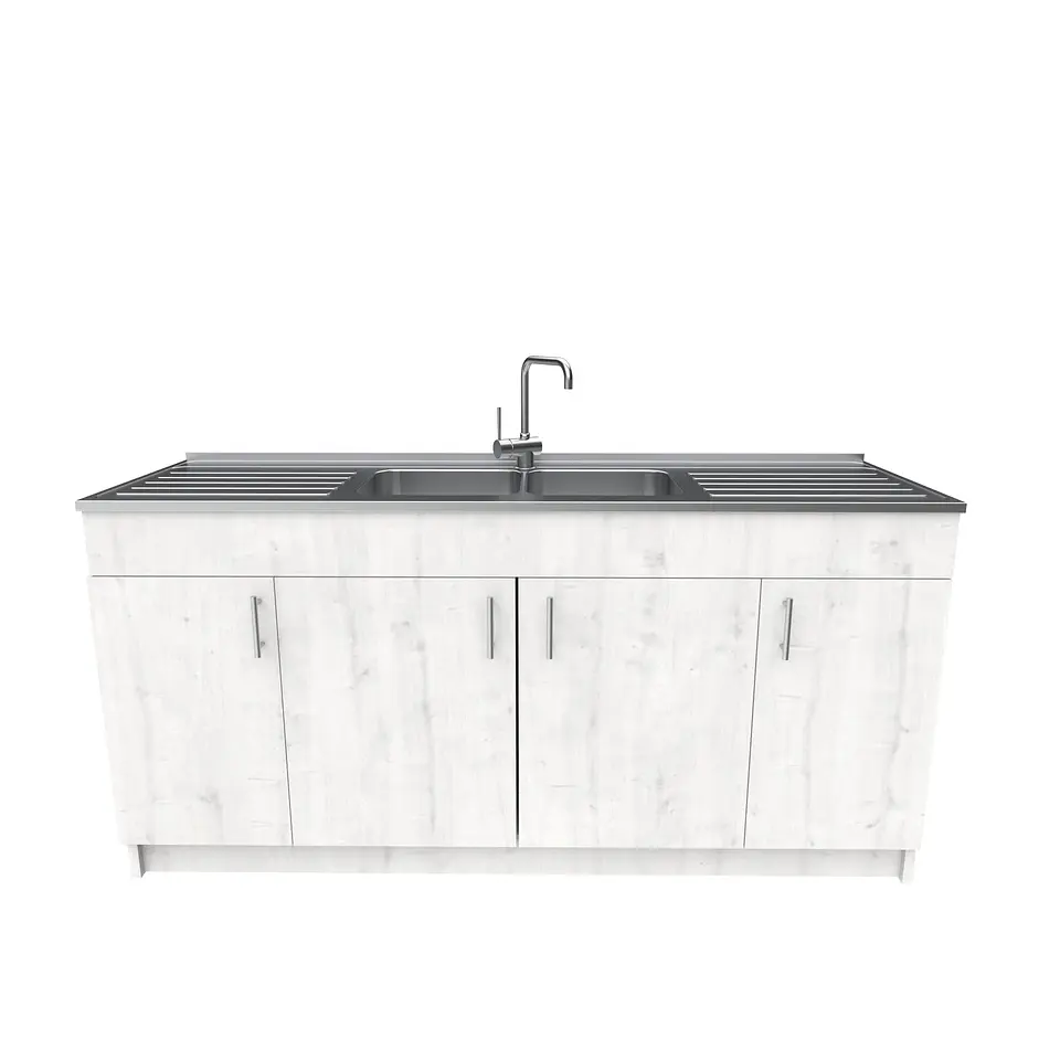 Mueble lavaplatos Doble con cubierta de acero inox de M0-1800 de 180 cm / Alaska 1