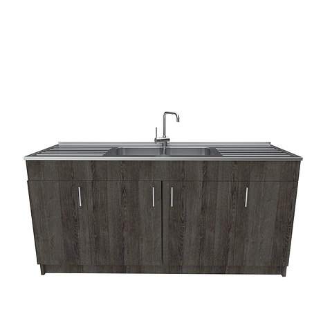 Mueble lavaplatos Doble con cubierta de acero inox de M0-1800 de 180 cm / Espresso