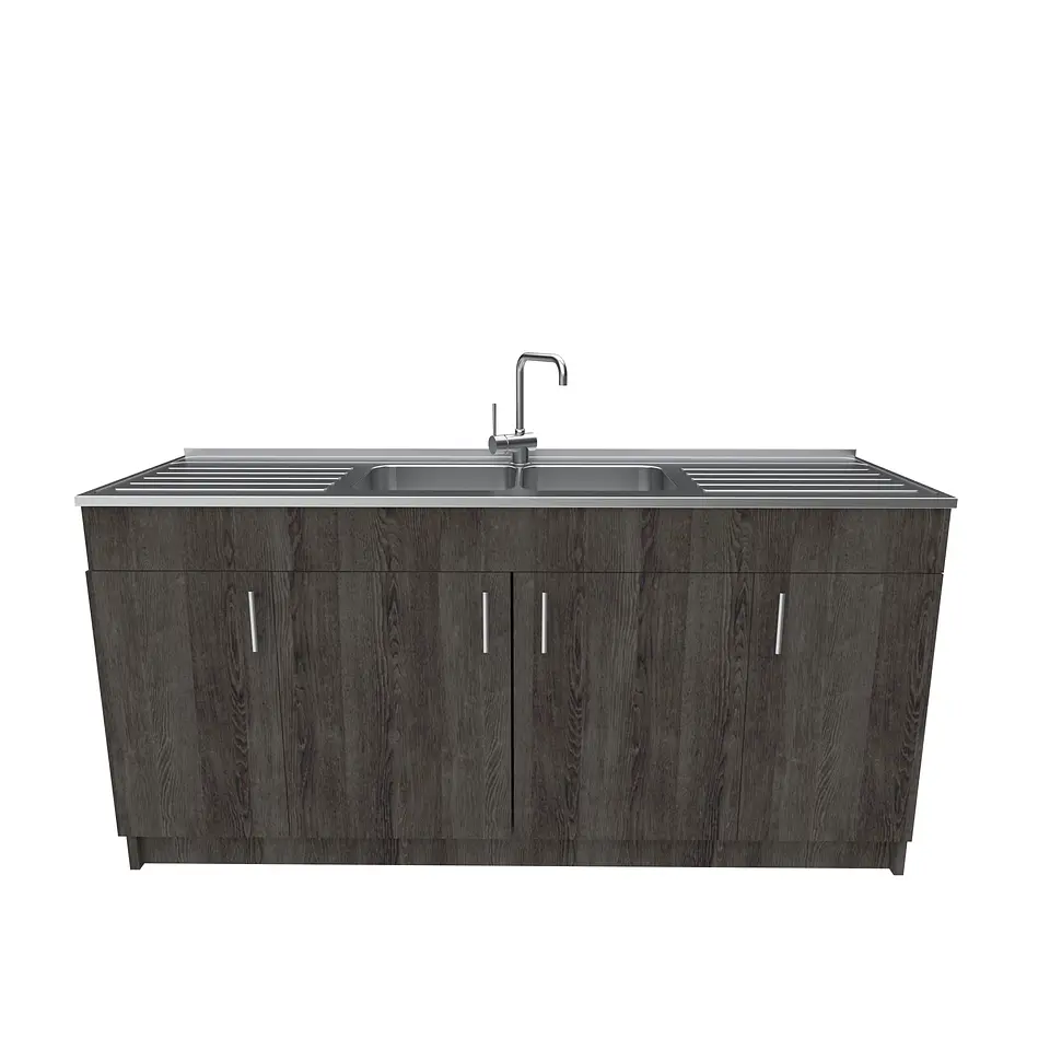 Mueble lavaplatos Doble con cubierta de acero inox de M0-1800 de 180 cm / Espresso 1