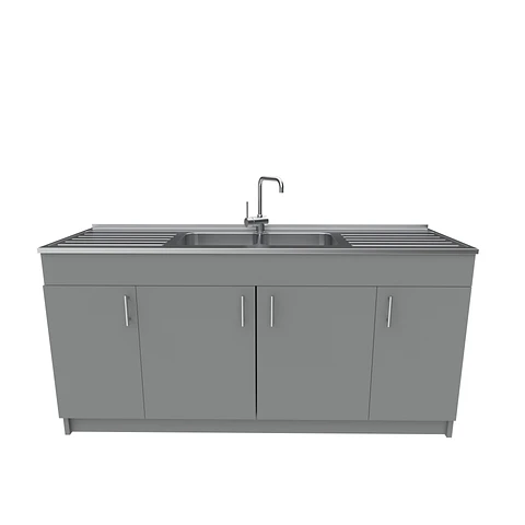 Mueble lavaplatos Doble con cubierta de acero inox de M0-1800 de 180 cm / Carbon 