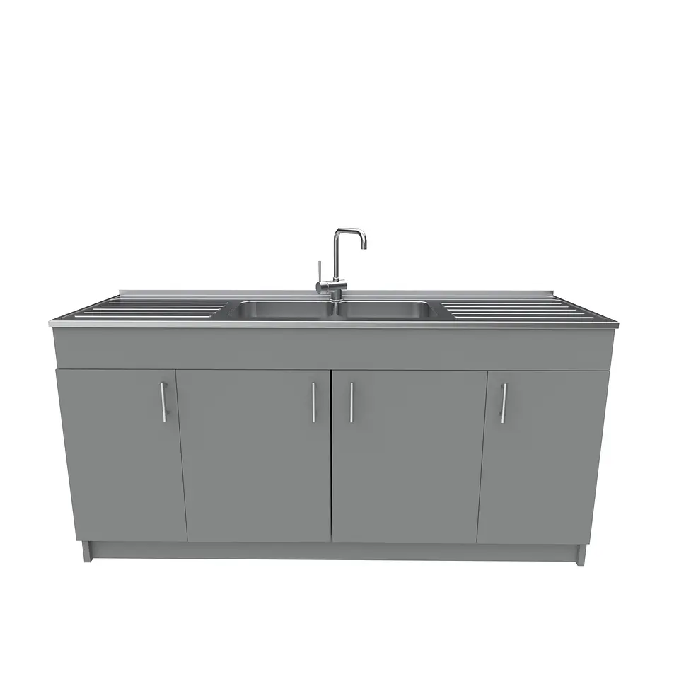 Mueble lavaplatos Doble con cubierta de acero inox de M0-1800 de 180 cm / Carbon  1
