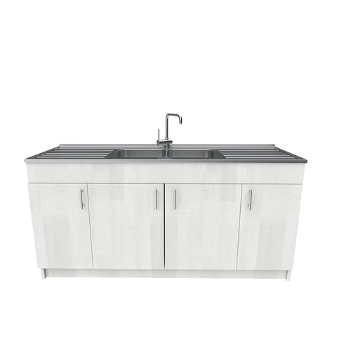 Mueble lavaplatos Doble con cubierta de acero inox de M0-1800 de 180 cm / Legno