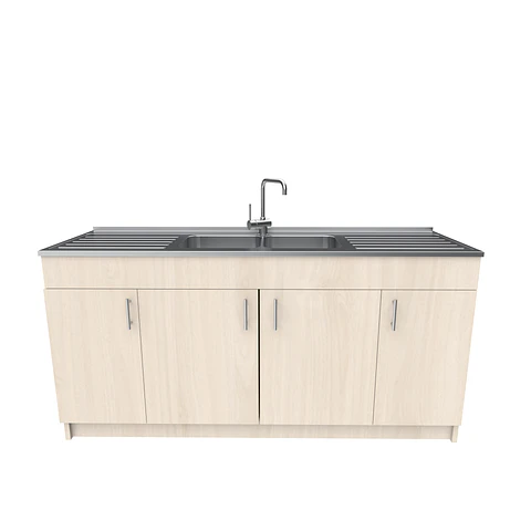 Mueble lavaplatos Doble con cubierta de acero inox de M0-1800 de 180 cm / Nougat