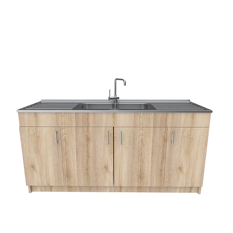Mueble lavaplatos Doble con cubierta de acero inox de M0-1800 de 180 cm /  Cava