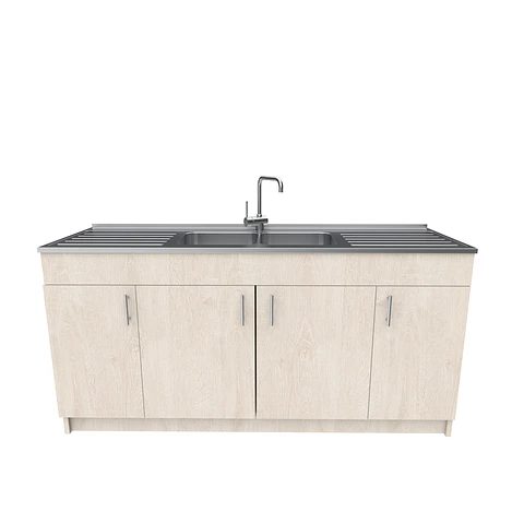 Mueble lavaplatos Doble con cubierta de acero inox de M0-1800 de 180 cm / Provenzal