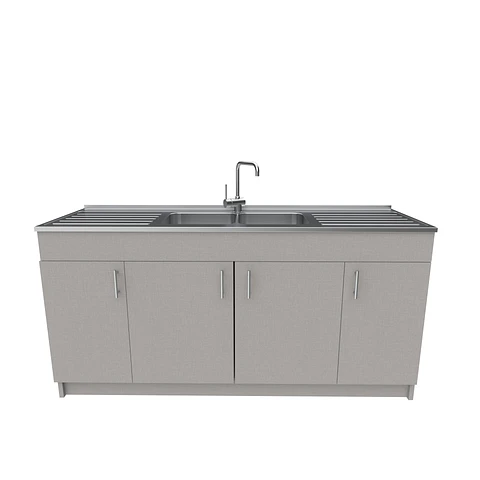 Mueble lavaplatos Doble con cubierta de acero inox de M0-1800 de 180 cm / Notte
