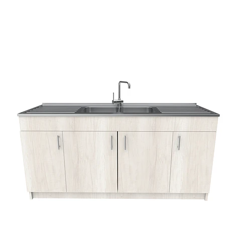 Mueble lavaplatos Doble con cubierta de acero inox de M0-1800 de 180 cm / Toscana