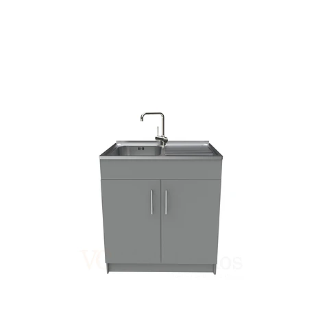 Mueble lavaplatos simple de 80 cm con cubierta de acero inox /  MD0-800-SAI / Carbon