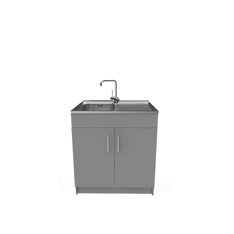 Mueble lavaplatos simple de 80 cm con cubierta de acero inox /  MD0-800-SAI / Carbon 1
