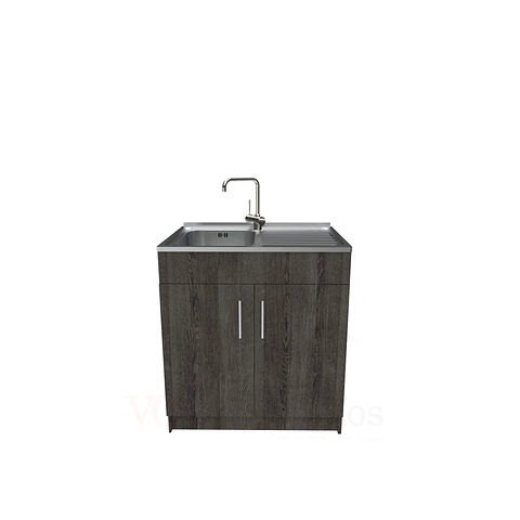 Mueble lavaplatos simple de 80 cm con cubierta de acero inox /  MD0-800-SAI / Espresso