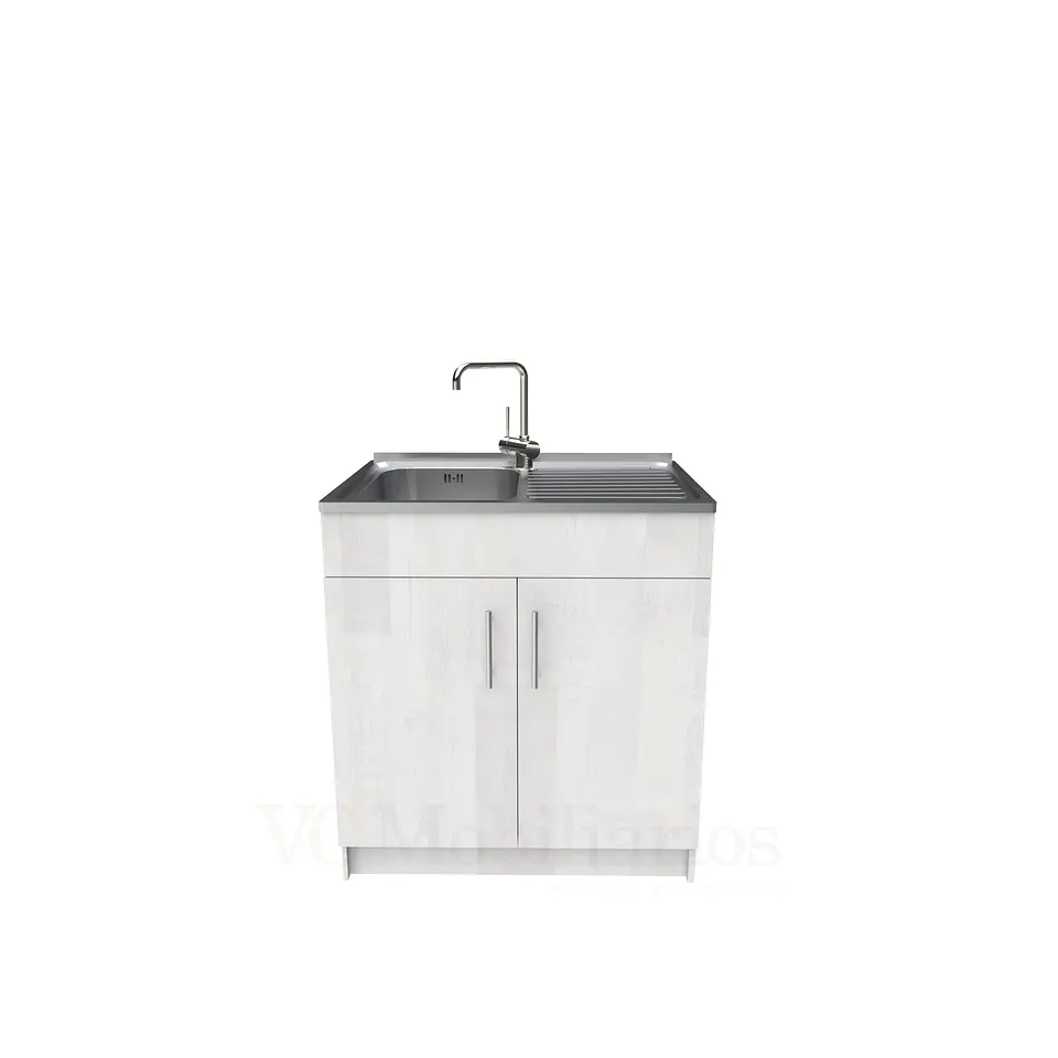 Mueble lavaplatos simple de 80 cm con cubierta de acero inox /  MD0-800-SAI / Legno 1