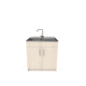 Mueble lavaplatos simple de 80 cm con cubierta de acero inox /  MD0-800-SAI / Nougat