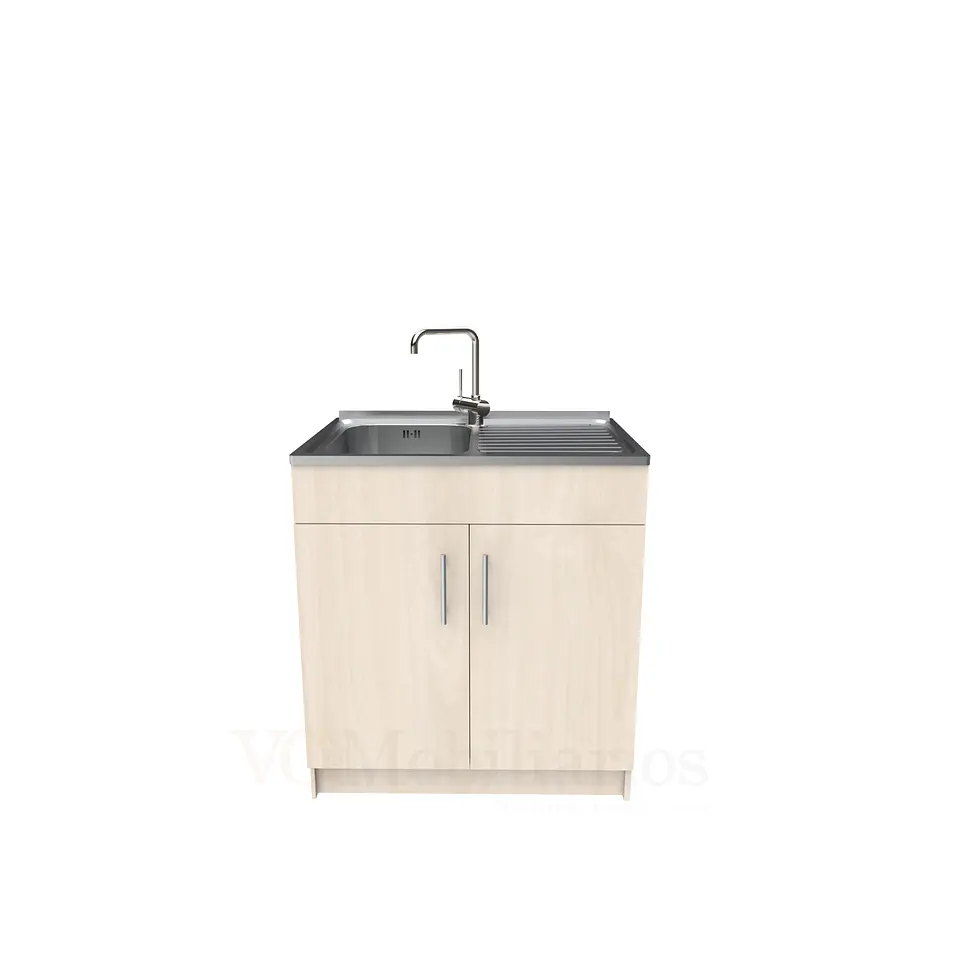 Mueble lavaplatos simple de 80 cm con cubierta de acero inox /  MD0-800-SAI / Nougat 1